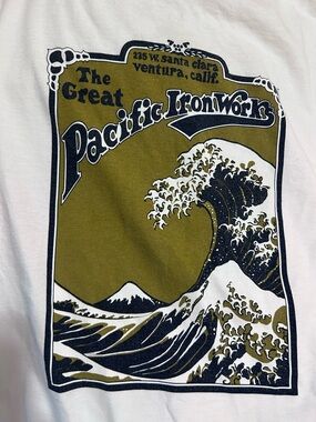Patagonia Pacific Iron Works Great Wave long sleeve white Cotton Shirt .